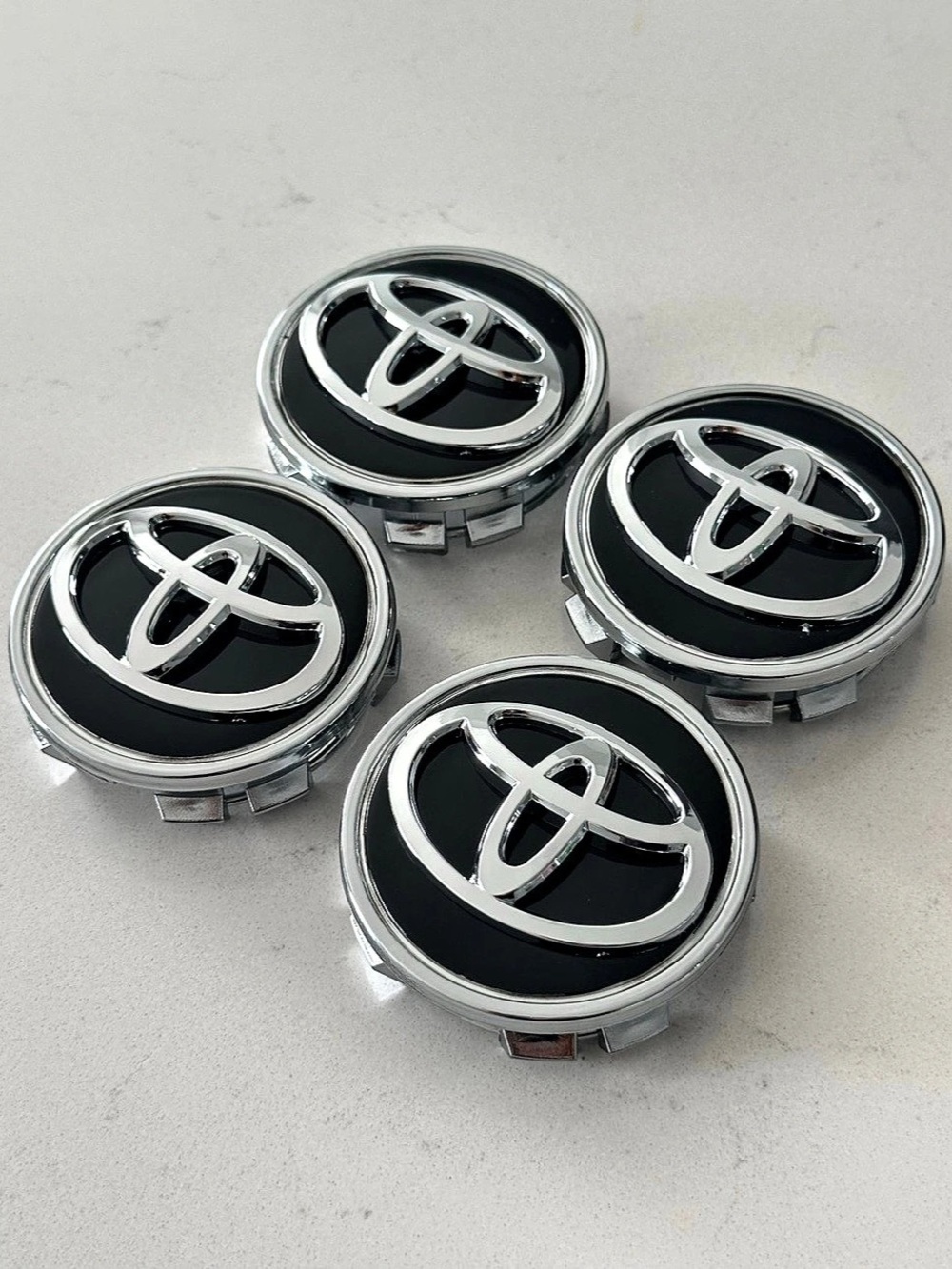 4x Toyota 62mm Black/Chrome Wheel Center Caps For Camry Corolla Highlander